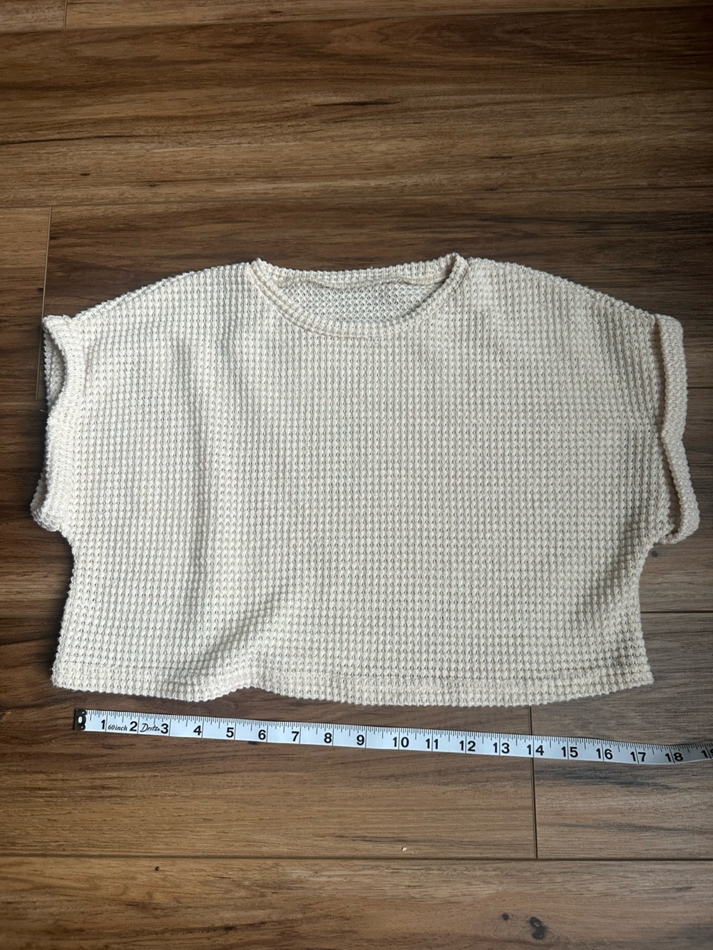 Kids Cream Short Sleeve Waffle Knit Tee